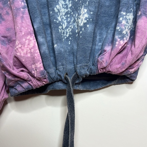 Vintage Havana Tie Dye Bishop Sleeve Drawstring Cinch Popover Lounge Top - Picture 6 of 14